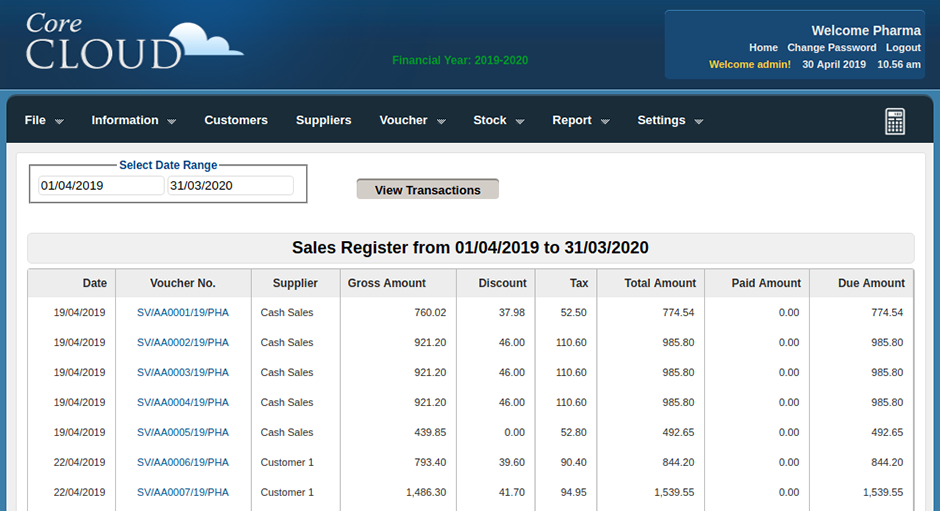 User Friendly Accounting Package_sales register